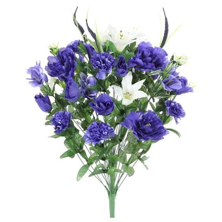 Adlmired By Nature Admired by Nature ABN1B001-BL 40 Stems Artificial Full Blooming Lily; Rose Bud; Carnation & Mum with Greenery Mixed Flower Bush - Blue ABN1B001-BL